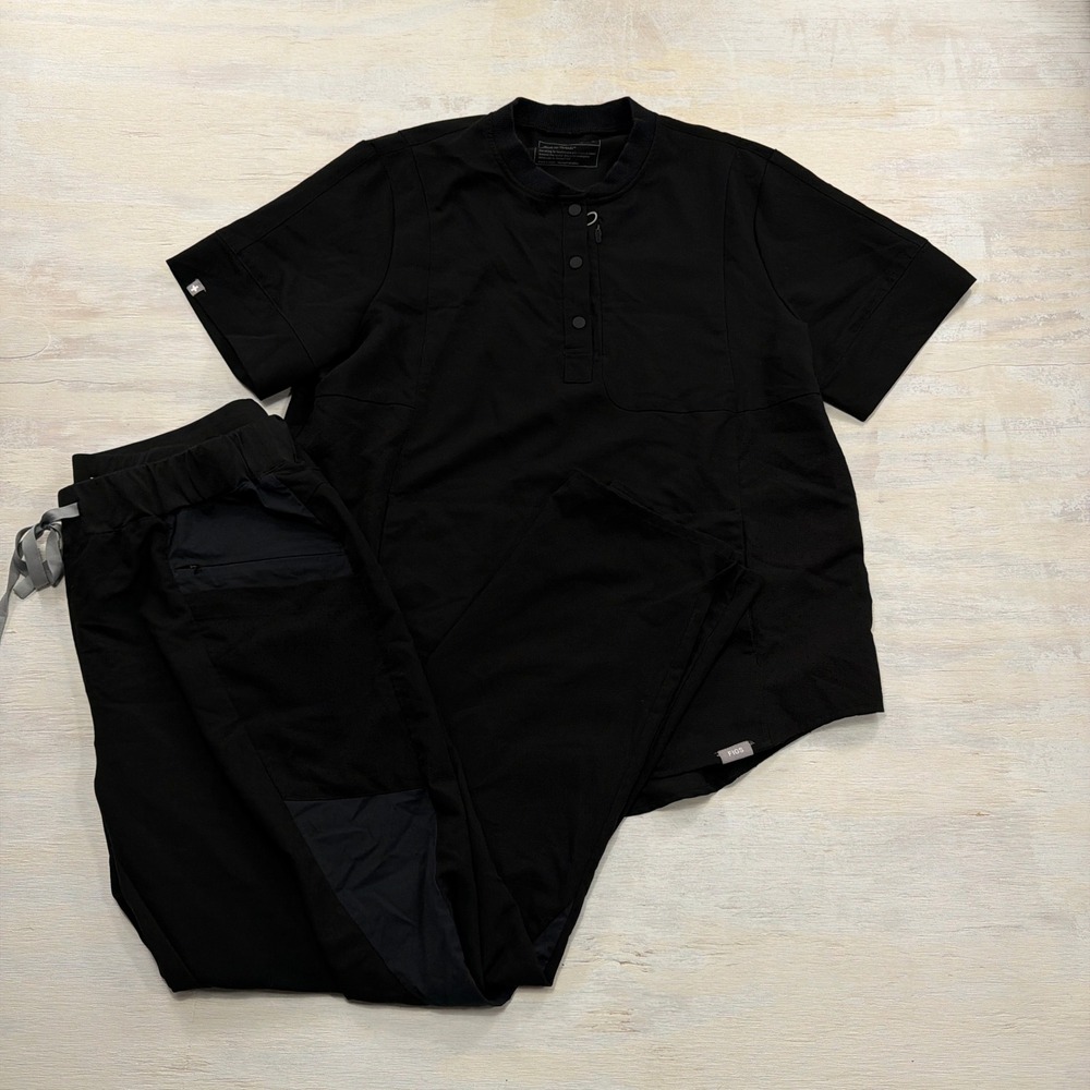 Figs Scrub Set Gidya Henley Mombasa Pants L Limited Edition Black Womens